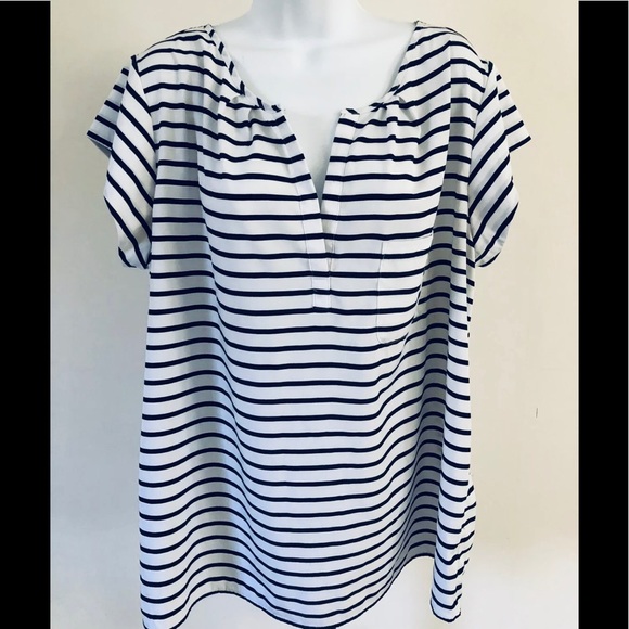 GAP Tops - Gap Pullover striped Blouse XL Split Neck